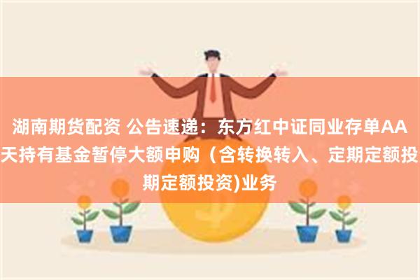 湖南期货配资 公告速递：东方红中证同业存单AAA指数7天持有基金暂停大额申购（含转换转入、定期定额投资)业务